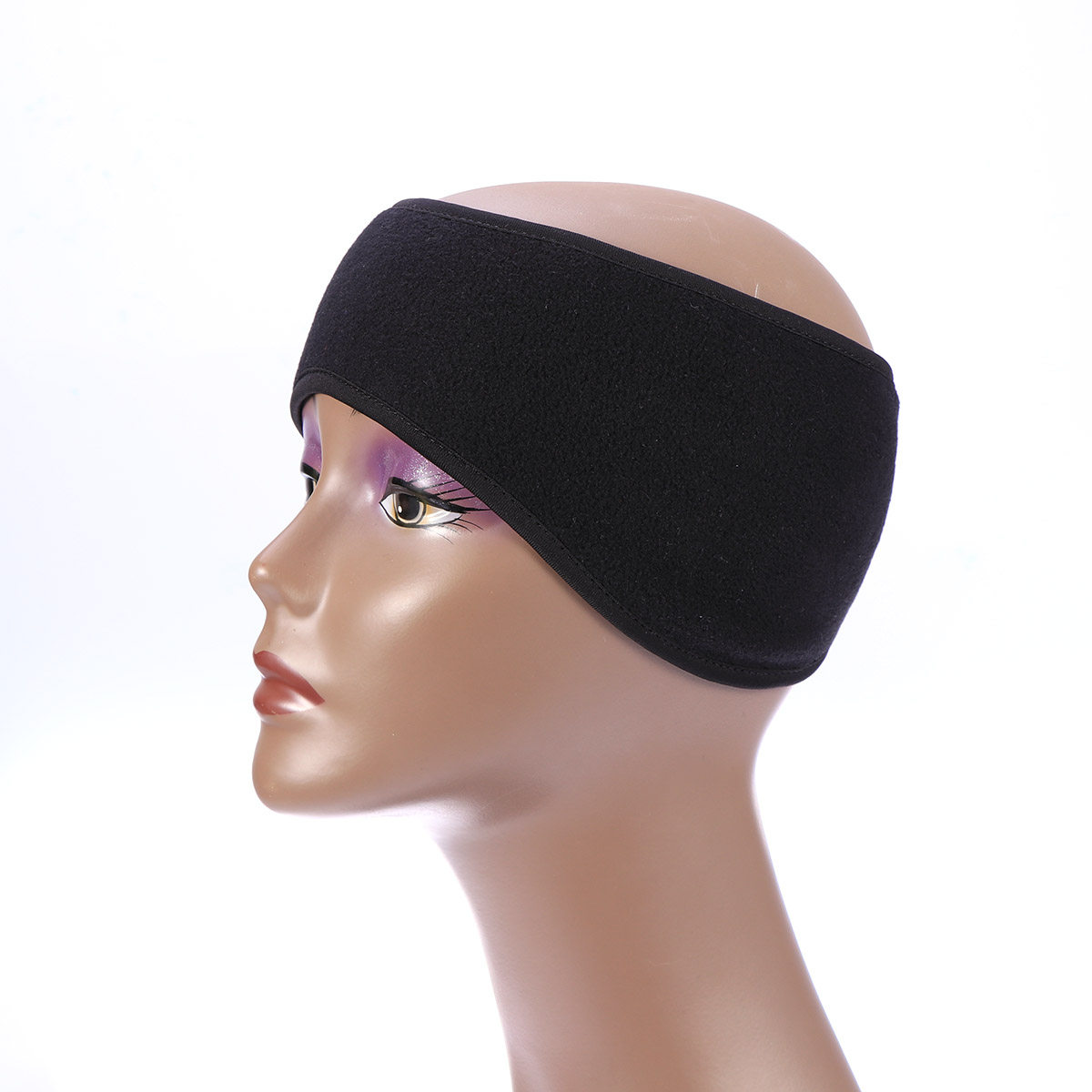 Fleece Ear Warmer Band - Uniwersalna czarna opaska na głowę z