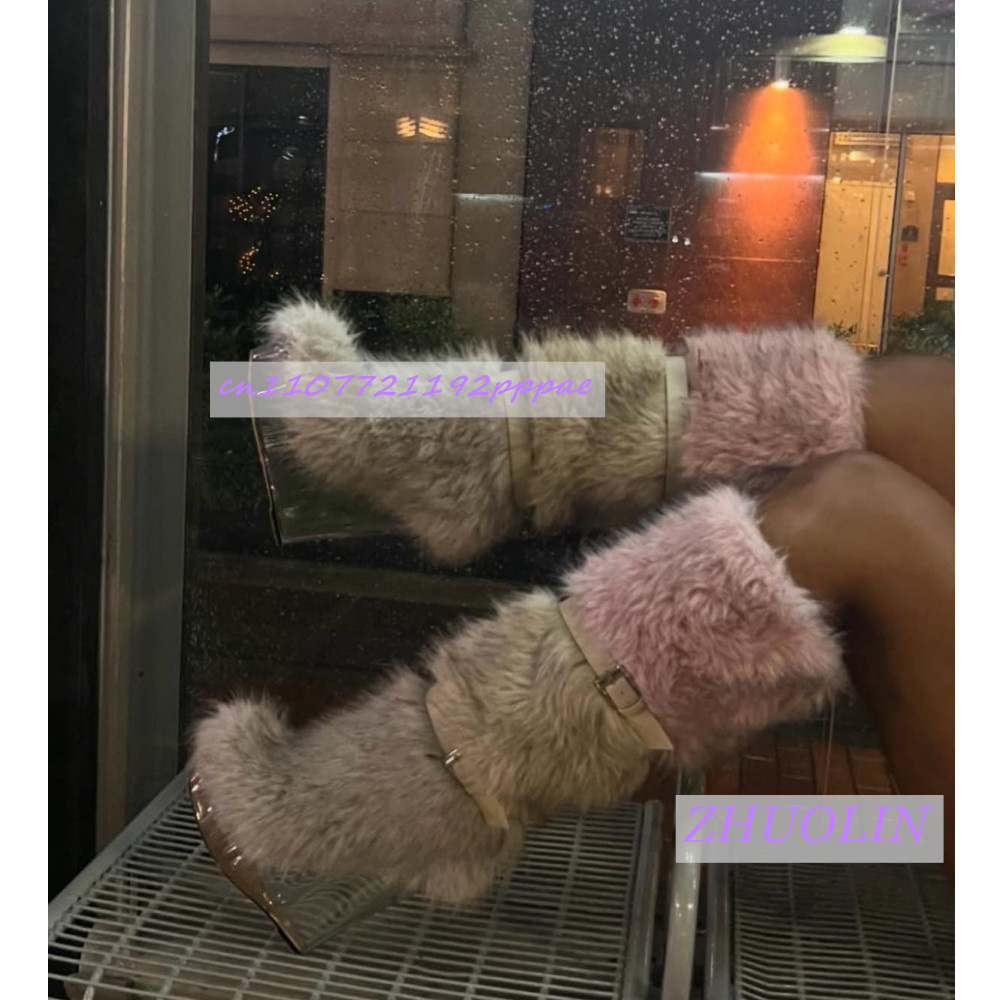 Waterproof Winter Boot - Zimowe Gradientowe Futrzane Przezroczyste Botki na