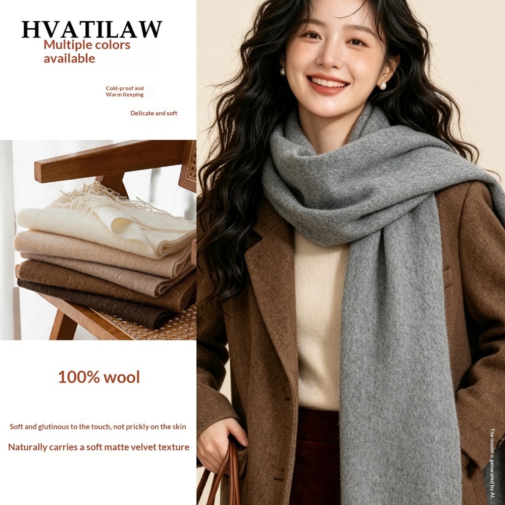 Wool Scarf Men - Zimowy ciepły szalik ze 100% wełny,